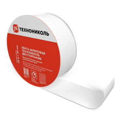 Лента акриловая ТЕХНОНИКОЛЬ двухсторонняя 25м x 40мм 10786